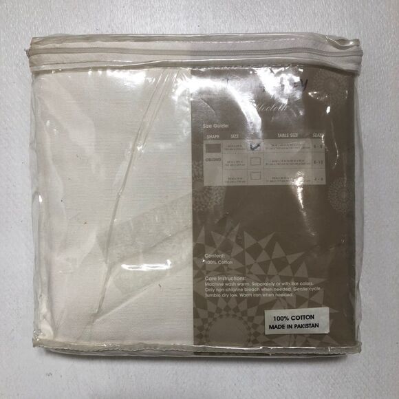 J C Penney Tranquility Tablecloth 60x84 Cotton New - Picture 1 of 3